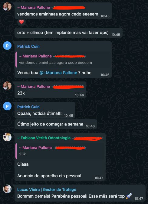 Print WhatsApp Verità Odontologia · R$ 23k